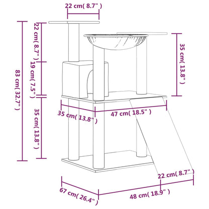 Škrabadlo Pro Kočky Se Sisalovými Sloupky Světle Šedé 83 Cm