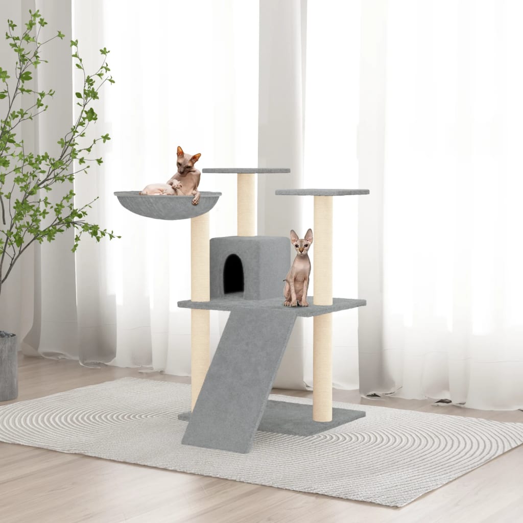 Škrabadlo Pro Kočky Se Sisalovými Sloupky Světle Šedé 83 Cm