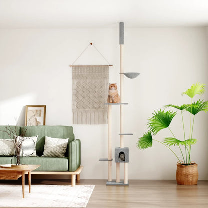 Kočičí Strom Ke Stropu Světle Šedý 258,5–284,5 Cm