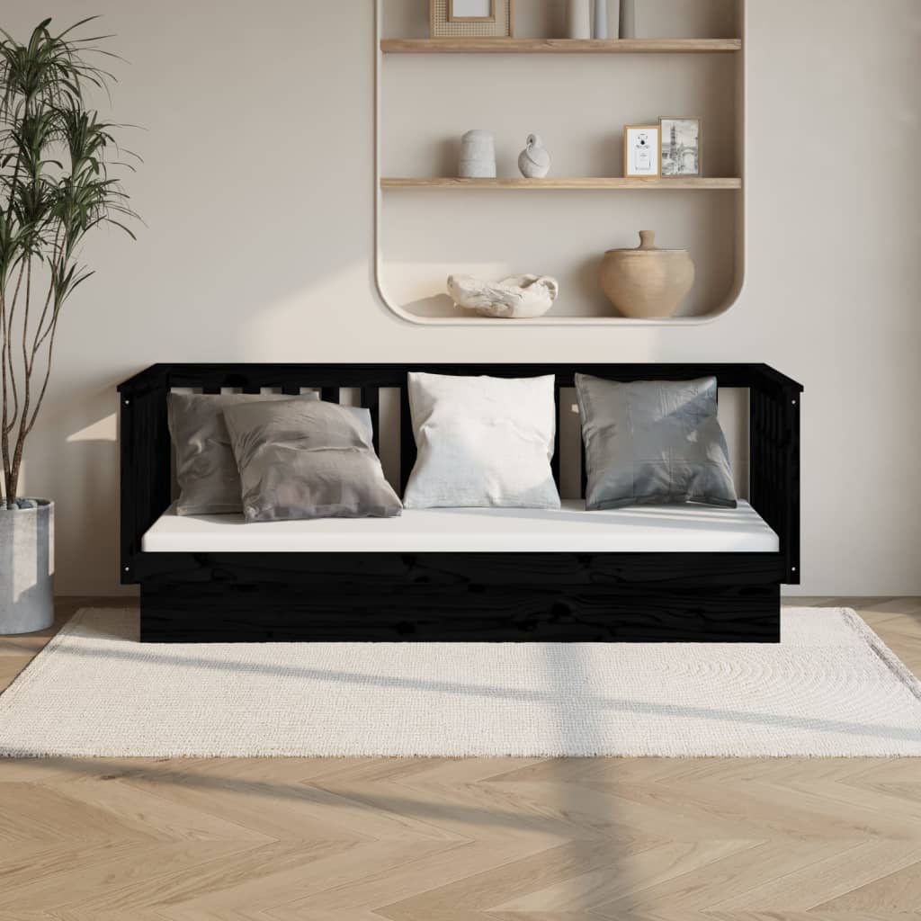 Válenda Černá 75 X 190 Cm Masivní Borové Dřevo