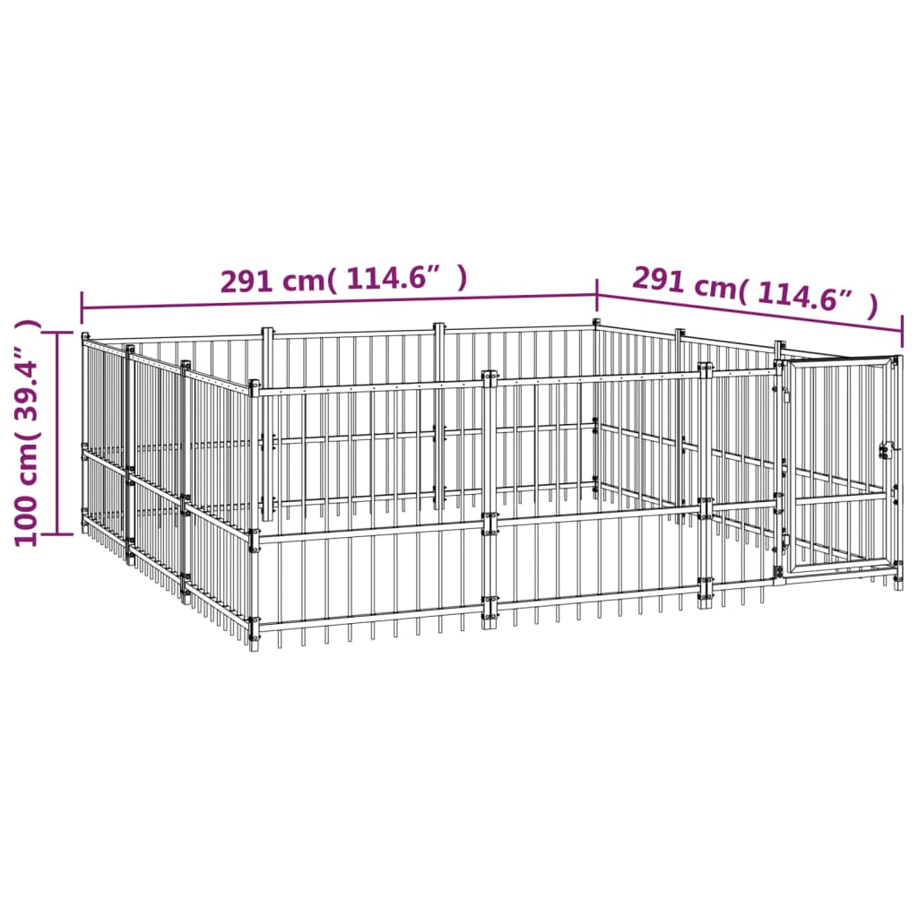 Venkovní Psí Kotec Ocel 8,47M²