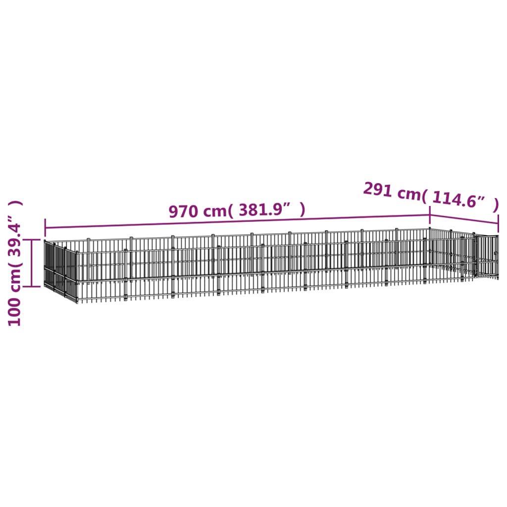 Venkovní Psí Kotec Ocel 28,23M²