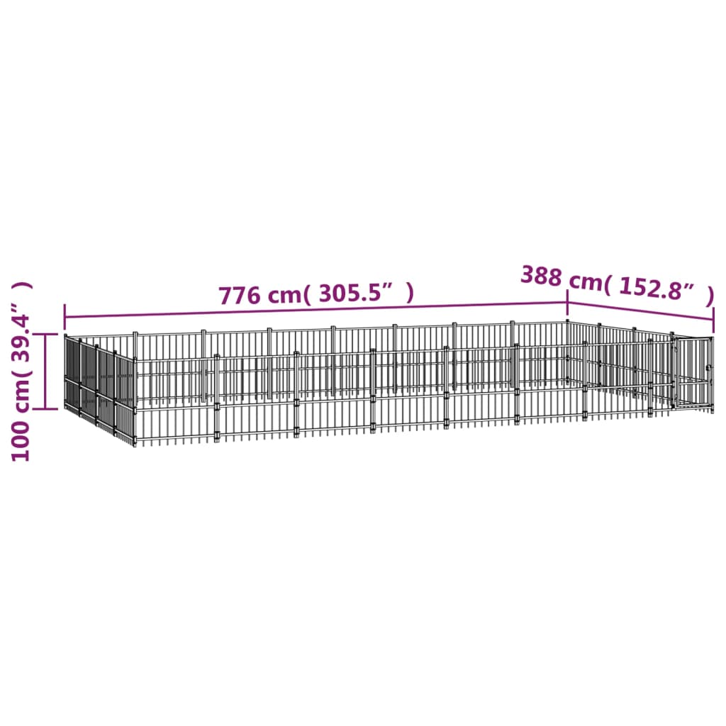 Venkovní Psí Kotec Ocel 30,11 M²