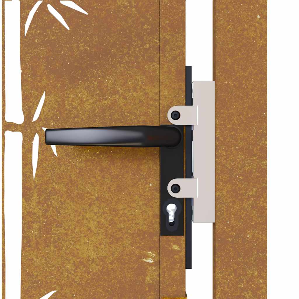 Zahradní Branka Corten Ocel Bambusový Design