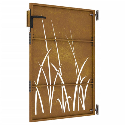 Zahradní Branka Cortenová Ocel Tráva