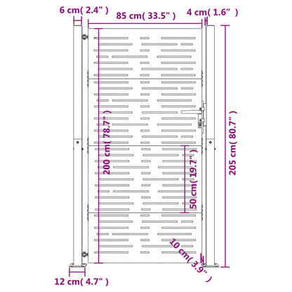 Zahradní Branka Cortenová Ocel Pruhy