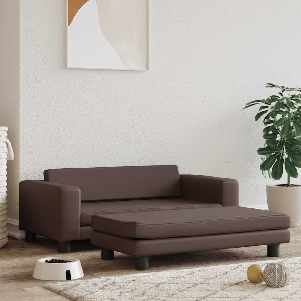 Vida Pelíšek Pro Psa A Prodlužovací Díl Hnědý 100X50X30 Cm Umělá Kůže
