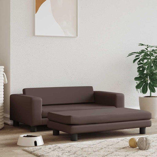 Vida Pelíšek Pro Psa A Prodlužovací Díl Hnědý 100X50X30 Cm Umělá Kůže