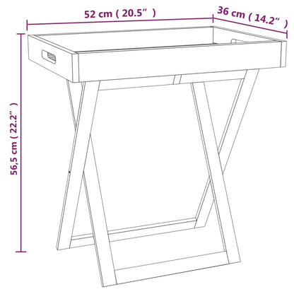 Skládací Stolek S Podnosem 52X36X56,5 Cm Masivní Ořechové Dřevo Černá A Tmavě Průhledná