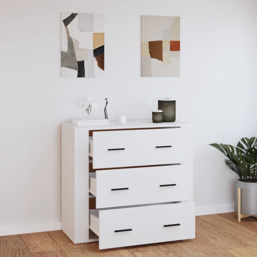 Příborník Bílý 80 X 33 X 70 Cm Kompozitní Dřevo