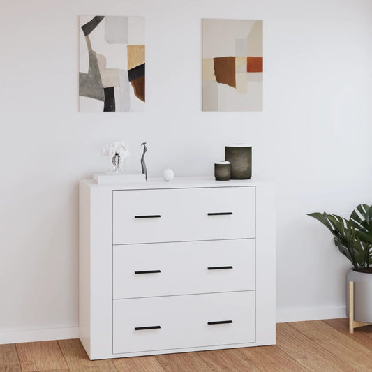 Příborník Bílý S Vysokým Leskem 80X33X70 Cm Kompozitní Dřevo