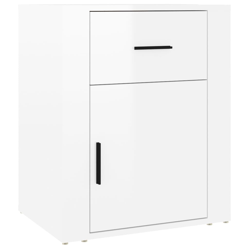 Noční Stolek Bílý S Vysokým Leskem 50X36X60 Cm Kompozitní Dřevo