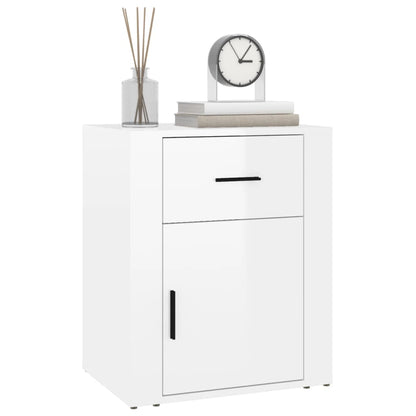 Noční Stolek Bílý S Vysokým Leskem 50X36X60 Cm Kompozitní Dřevo