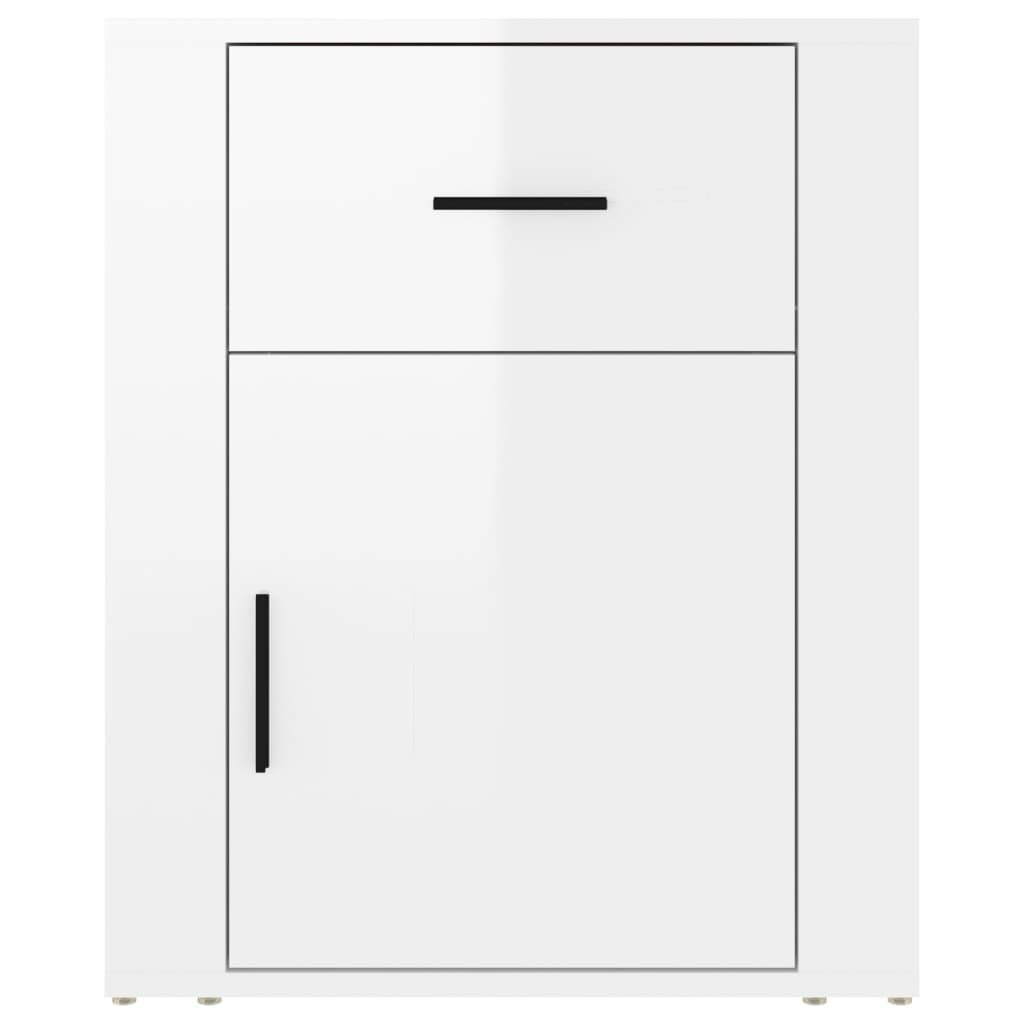 Noční Stolek Bílý S Vysokým Leskem 50X36X60 Cm Kompozitní Dřevo