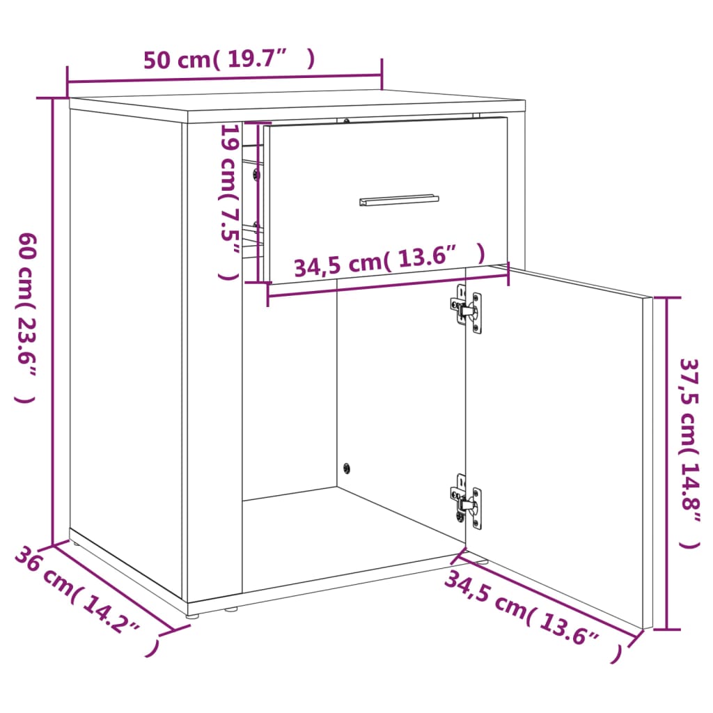 Noční Stolek Bílý S Vysokým Leskem 50X36X60 Cm Kompozitní Dřevo