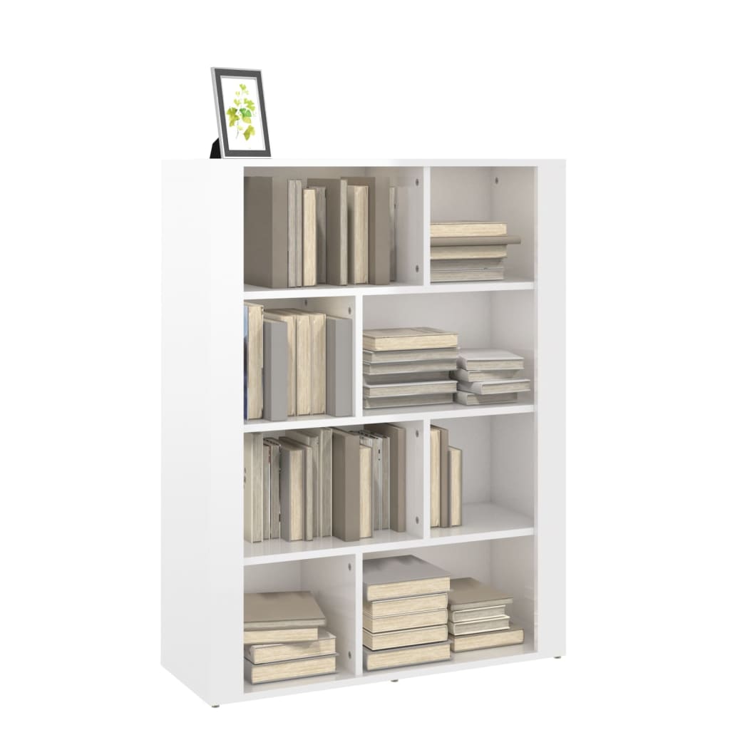 Příborník Bílý S Vysokým Leskem 80X30X106 Cm Kompozitní Dřevo