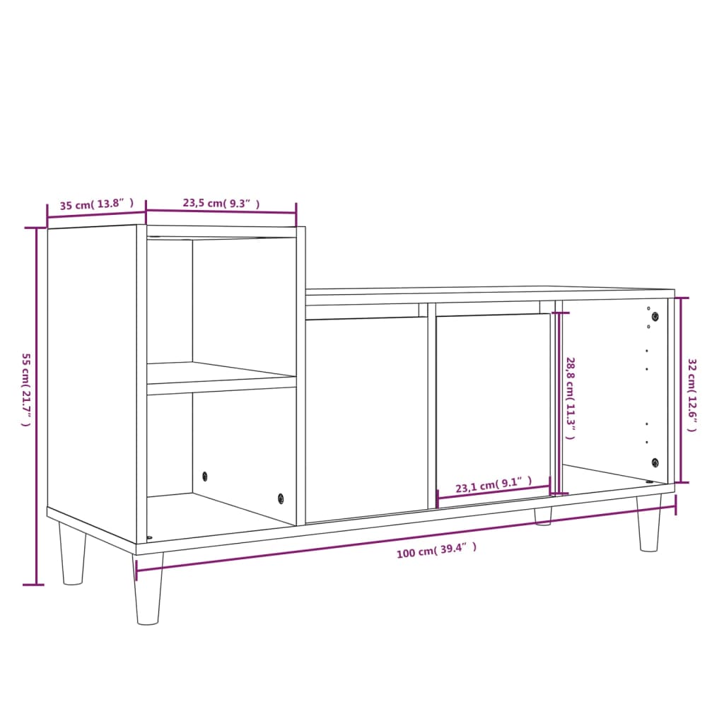 Tv Skříňka 100X35X55 Cm Kompozitní Dřevo