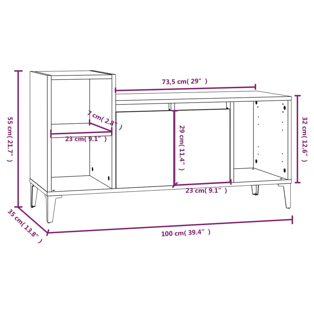 Tv Skříňka 100X35X55 Cm Kompozitní Dřevo