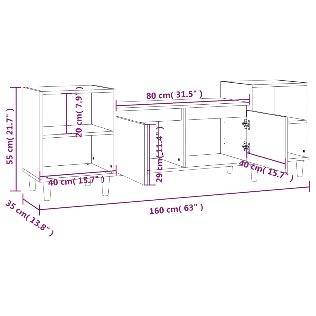 Tv Skříňka Černá 160X35X55 Cm Kompozitní Dřevo