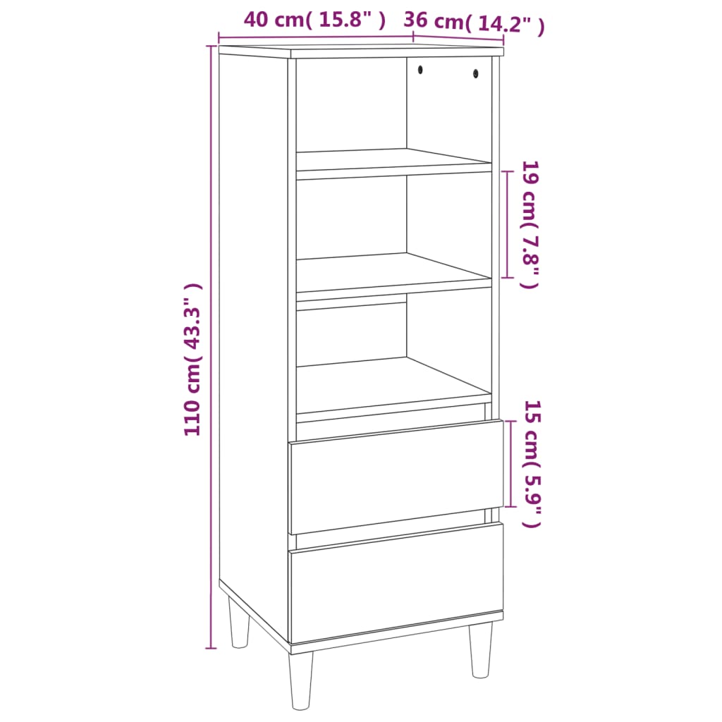 Skříň Highboard Betonově Šedá 40 X 36 X 110 Cm Kompozitní Dřevo