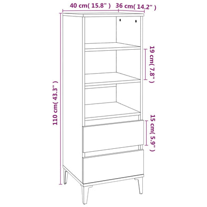 Skříň Highboard Šedá Sonoma 40 X 36 X 110 Cm Kompozitní Dřevo