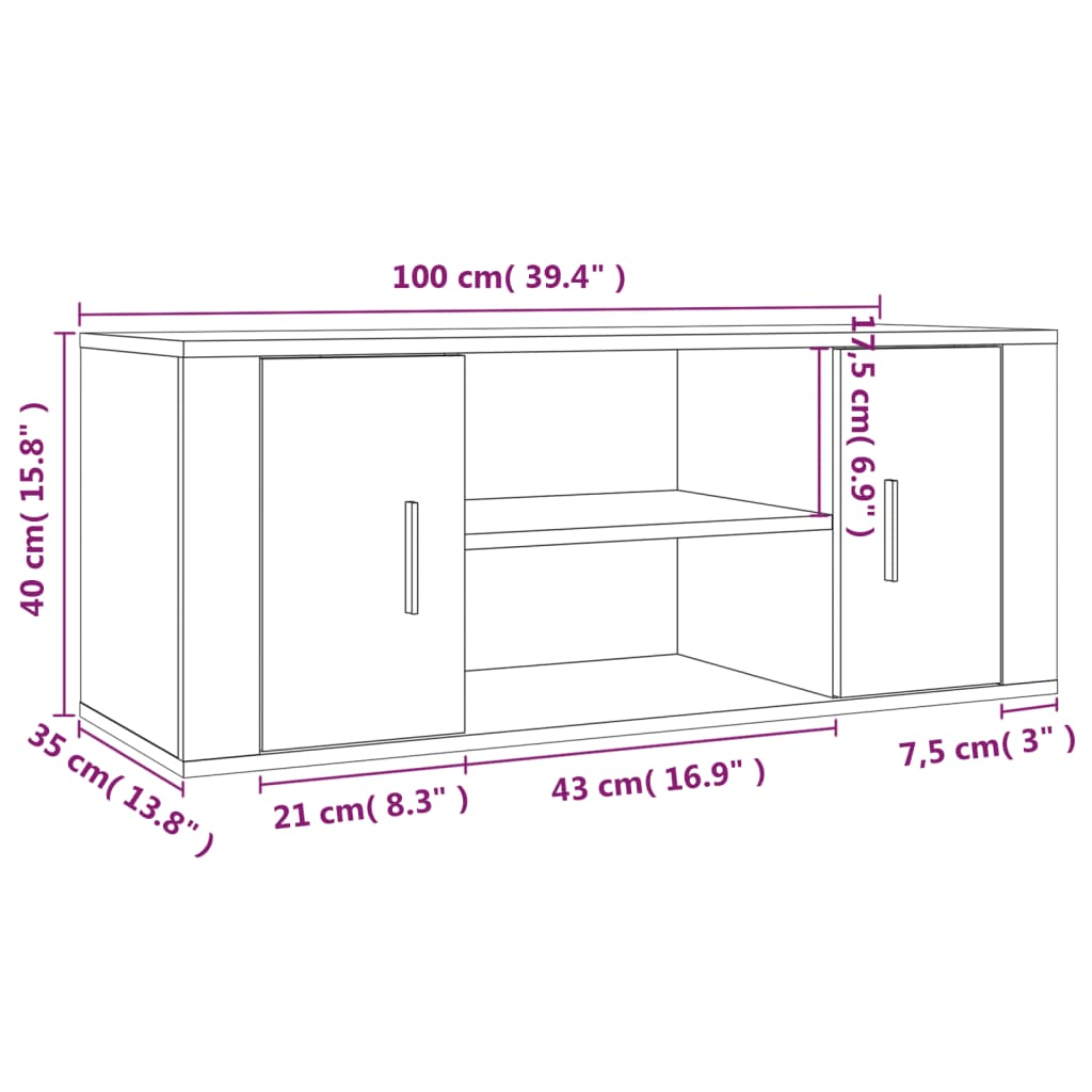 Tv Skříňka Betonově Šedá 100X35X40 Cm Kompozitní Dřevo
