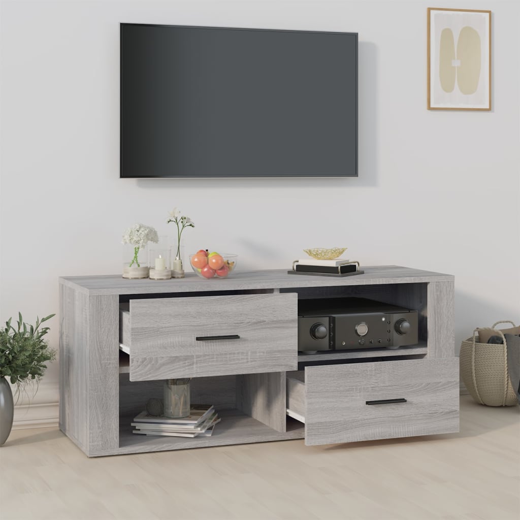 Tv Skříňka Šedá Sonoma 100 X 35 X 40 Cm Kompozitní Dřevo