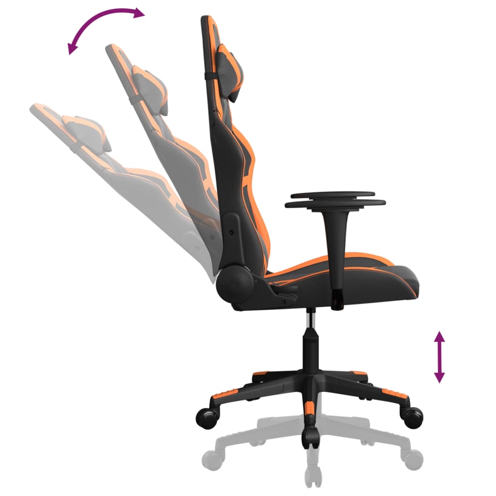 Herní Židle Černá A Oranžová Umělá Kůže