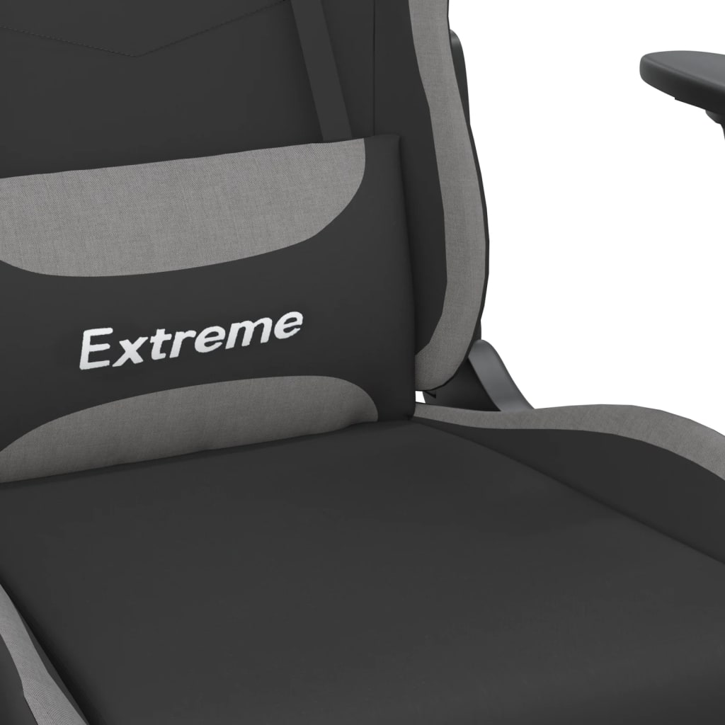 Herní Židle S Podnožkou Černá A Světle Šedá Textil
