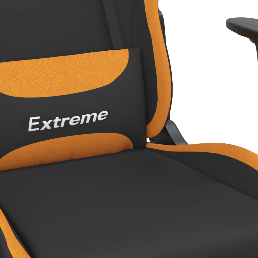 Herní Židle S Podnožkou Černá A Oranžová Textil
