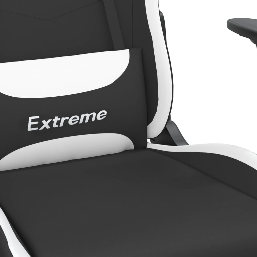 Herní Židle S Podnožkou Černá A Bílá Textil