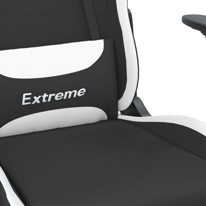 Herní Židle S Podnožkou Černá A Bílá Textil