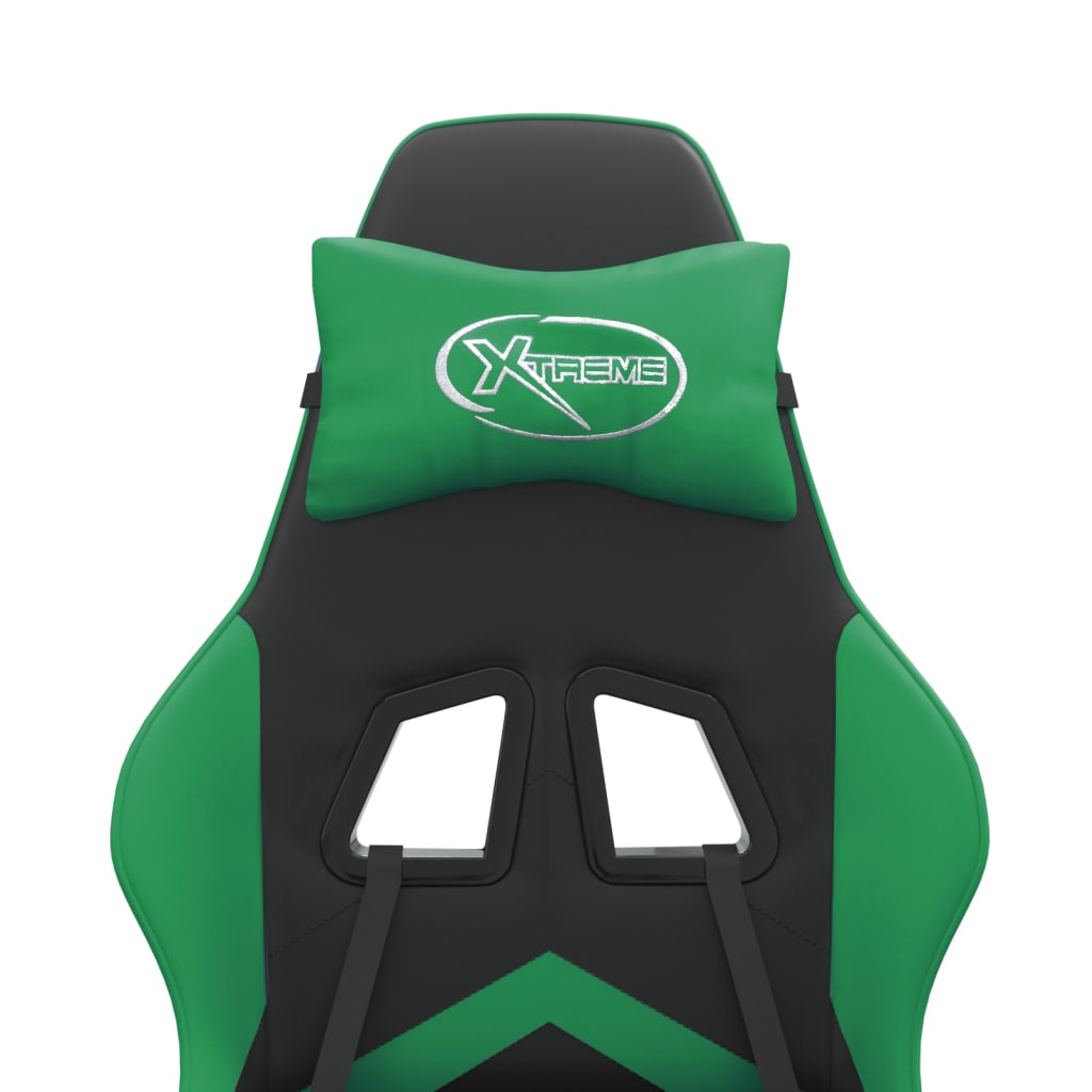 Herní Židle S Podnožkou Černá A Zelená Umělá Kůže