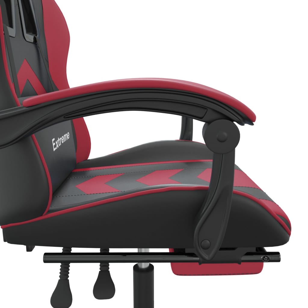 Herní Židle S Podnožkou Černá A Vínová Umělá Kůže