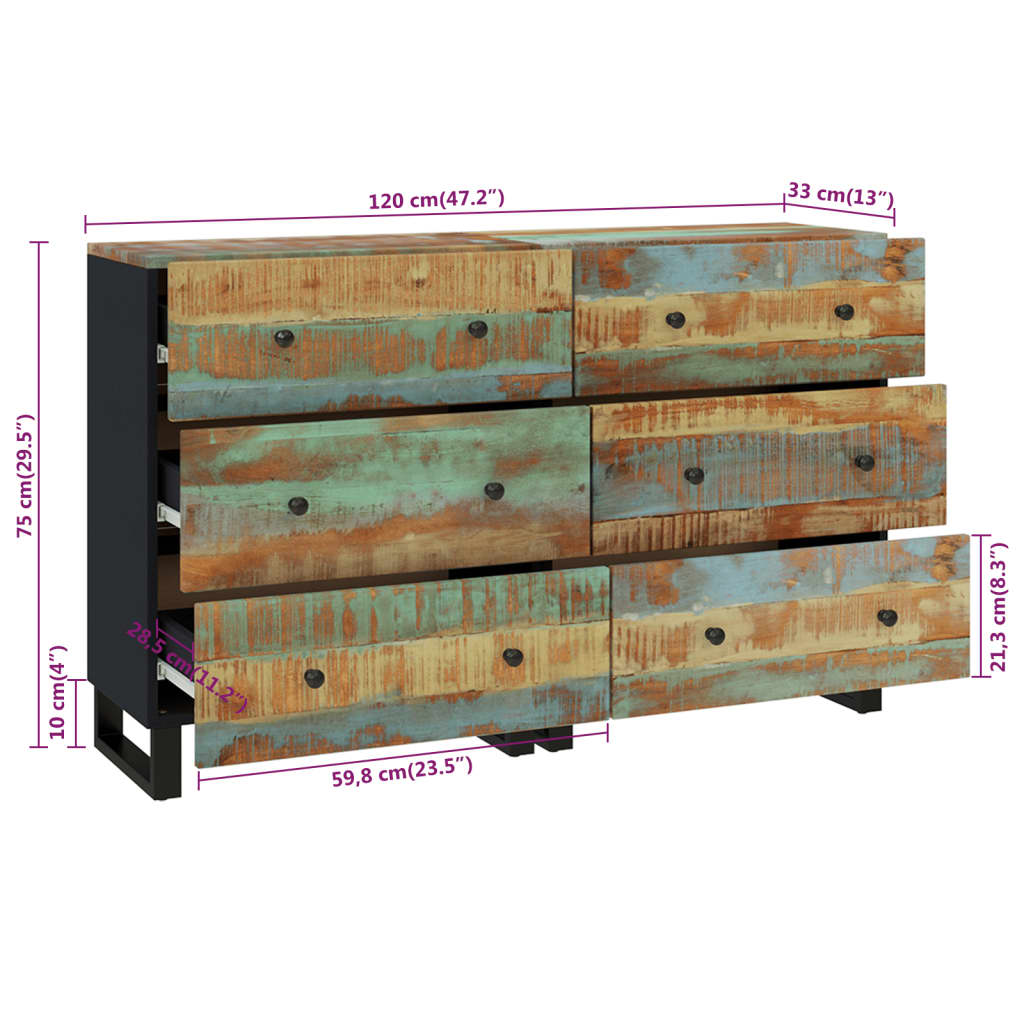 Příborníky 2 Ks 60 X 33 X 75 Cm Masivní Recyklované Dřevo