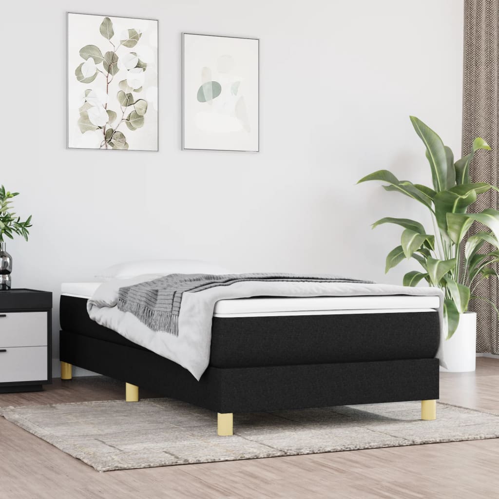 Rám Postele Bez Matrace Černý Textil Černá