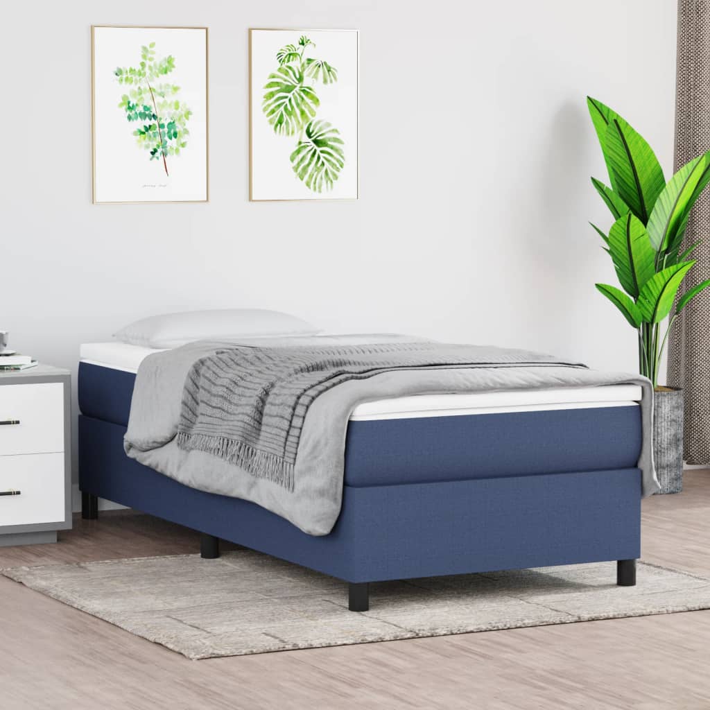 Rám Postele Bez Matrací Textil Modrá