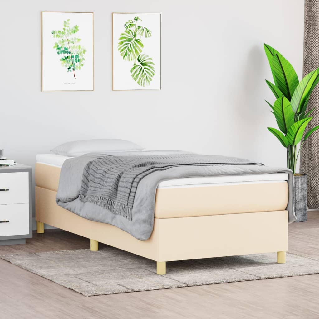 Rám Postele Bez Matrace Krémový Textil Krémová