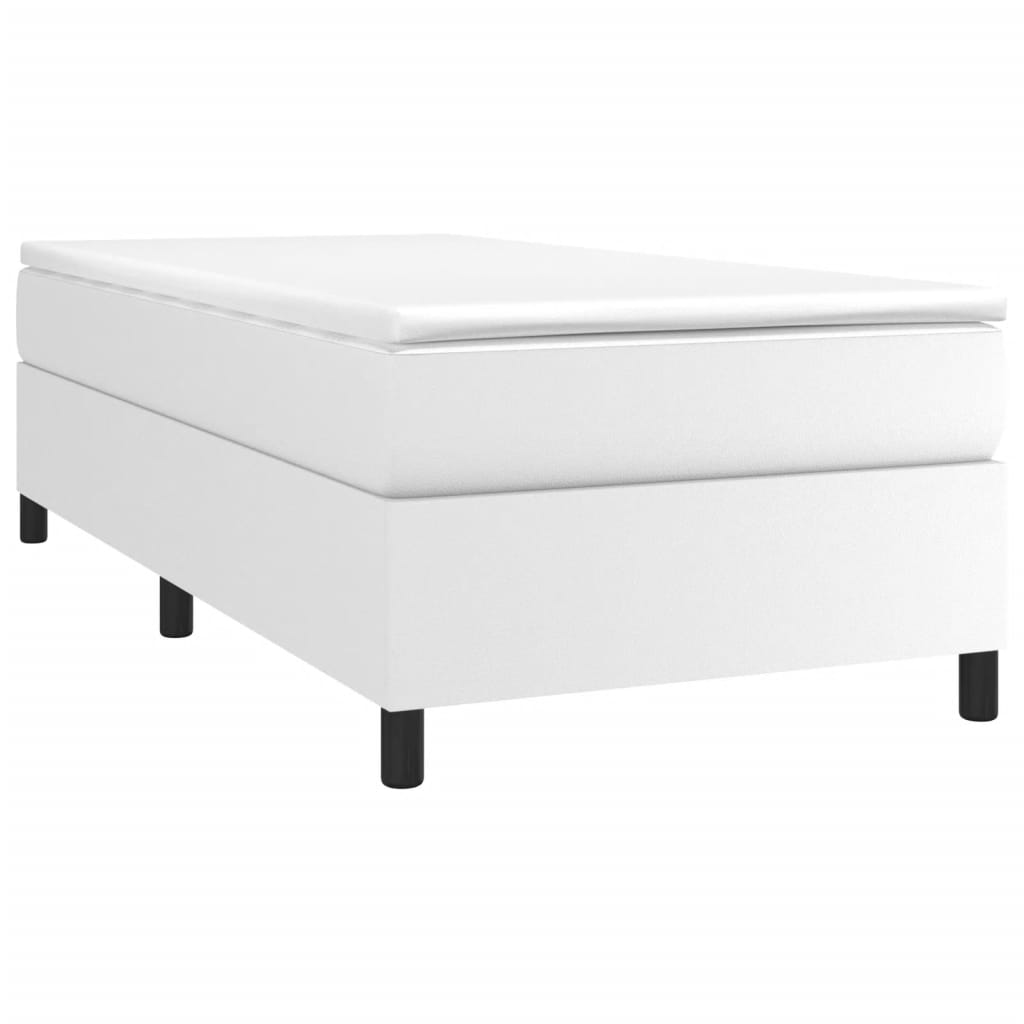 Box spring postel bílá 90 x 200 cm umělá kůže