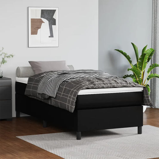Box spring postel černá 100 x 200 cm umělá kůže