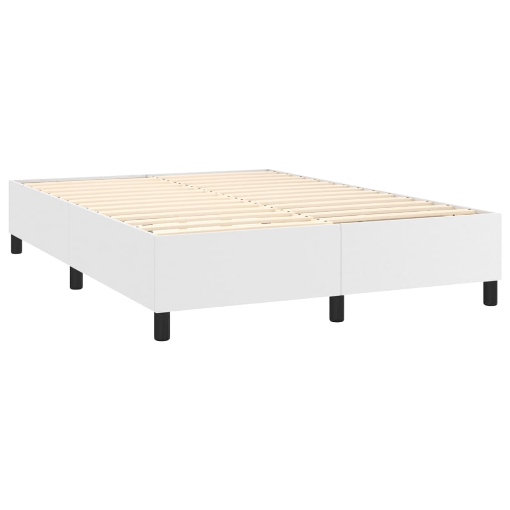 Box spring postel bílá 140 x 190 cm umělá kůže