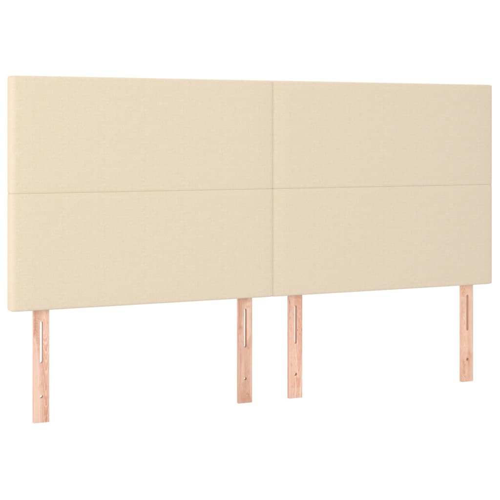 Čelo Postele 4 Ks Krémové 80 X 5 X 78/88 Cm Textil Krémová