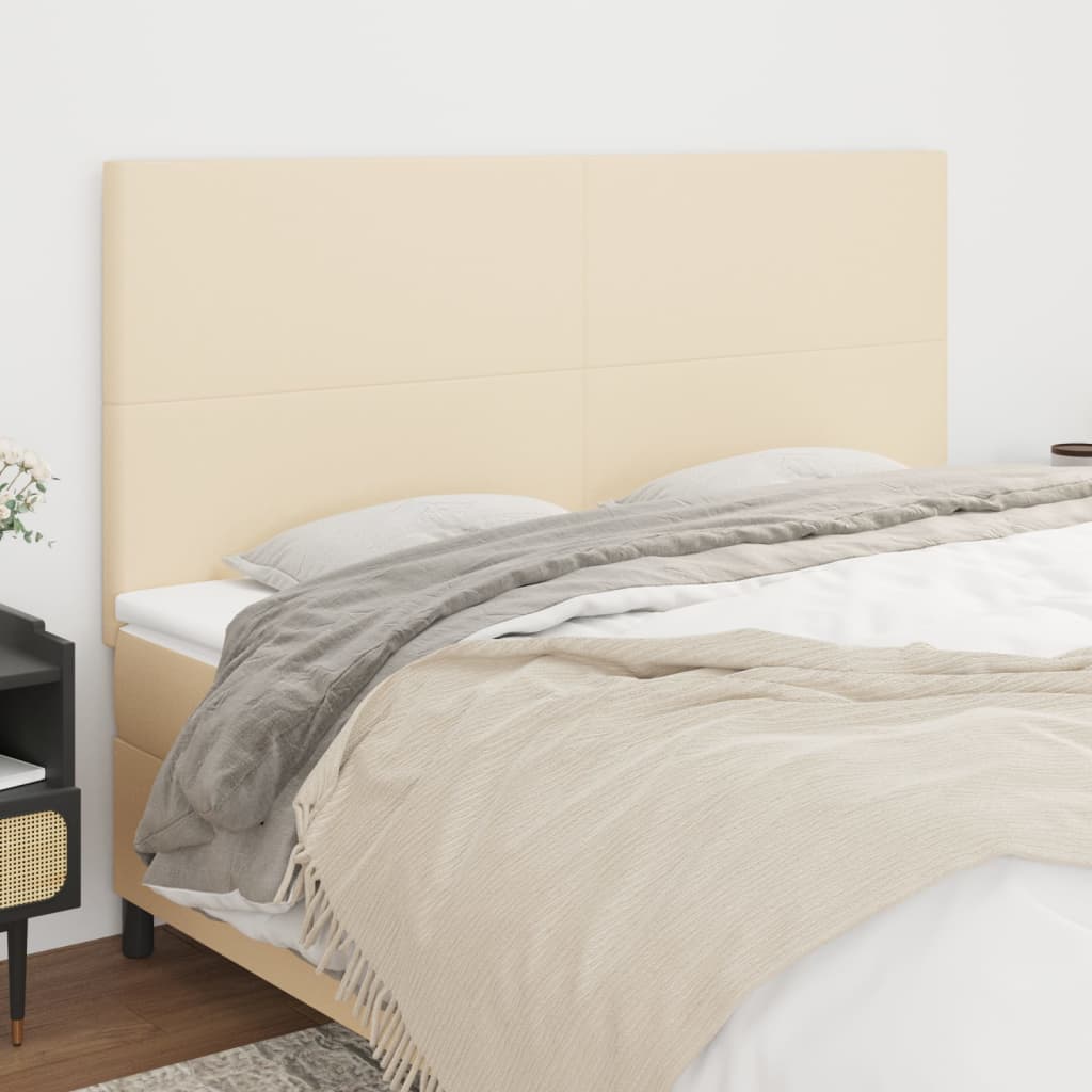 Čelo Postele 4 Ks Krémové 80 X 5 X 78/88 Cm Textil Krémová