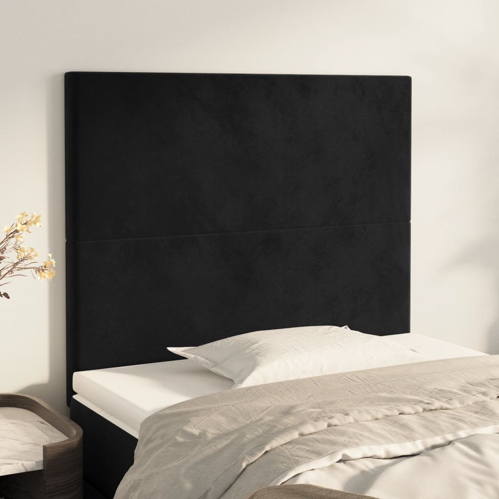 Čelo Postele 2 Ks Černé 100X5X78/88 Cm Samet Černá