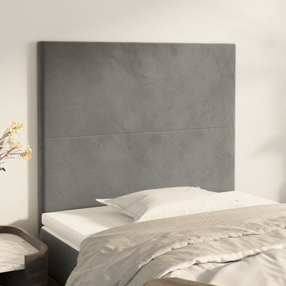 Čelo Postele 4 Ks Světle Šedé 100 X 5 X 78/88 Cm Samet Světle Šedá