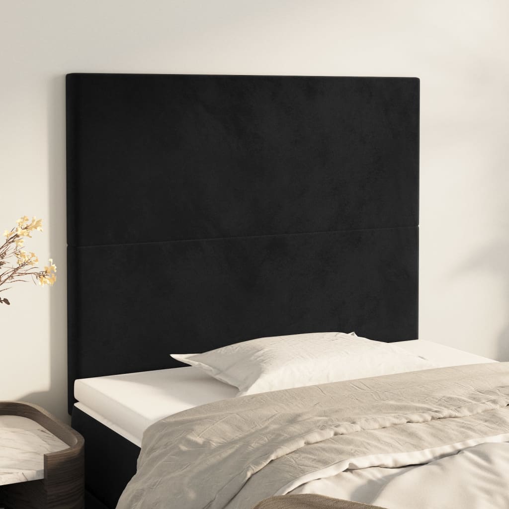 Čelo Postele 2 Ks Černé 100X5X78/88 Cm Samet Černá