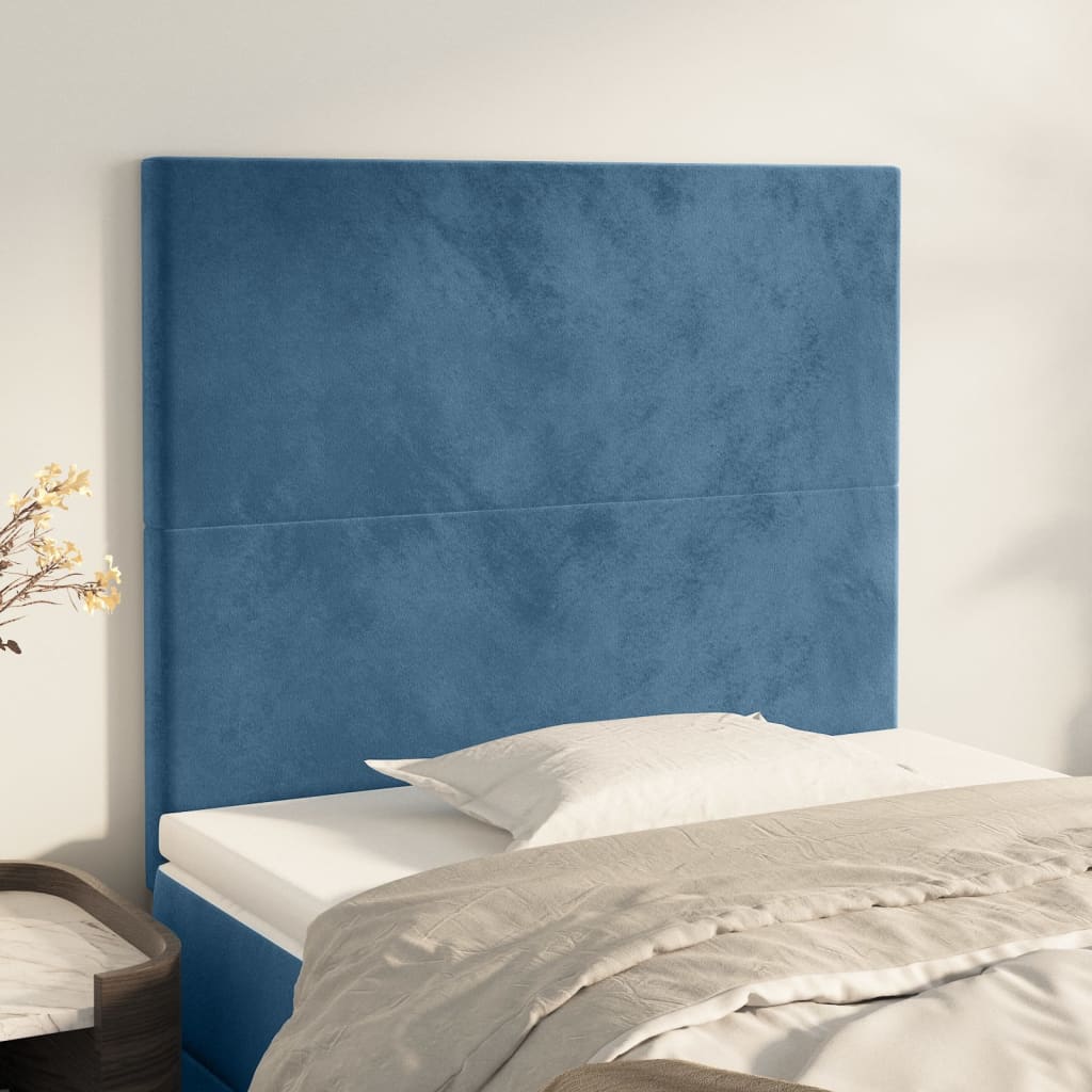 Čelo Postele Tmavě Modré 90X5X78/88 Cm Samet Tmavě Moddrá