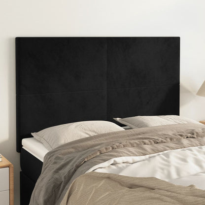Čelo Postele 2 Ks Černé 100X5X78/88 Cm Samet Černá