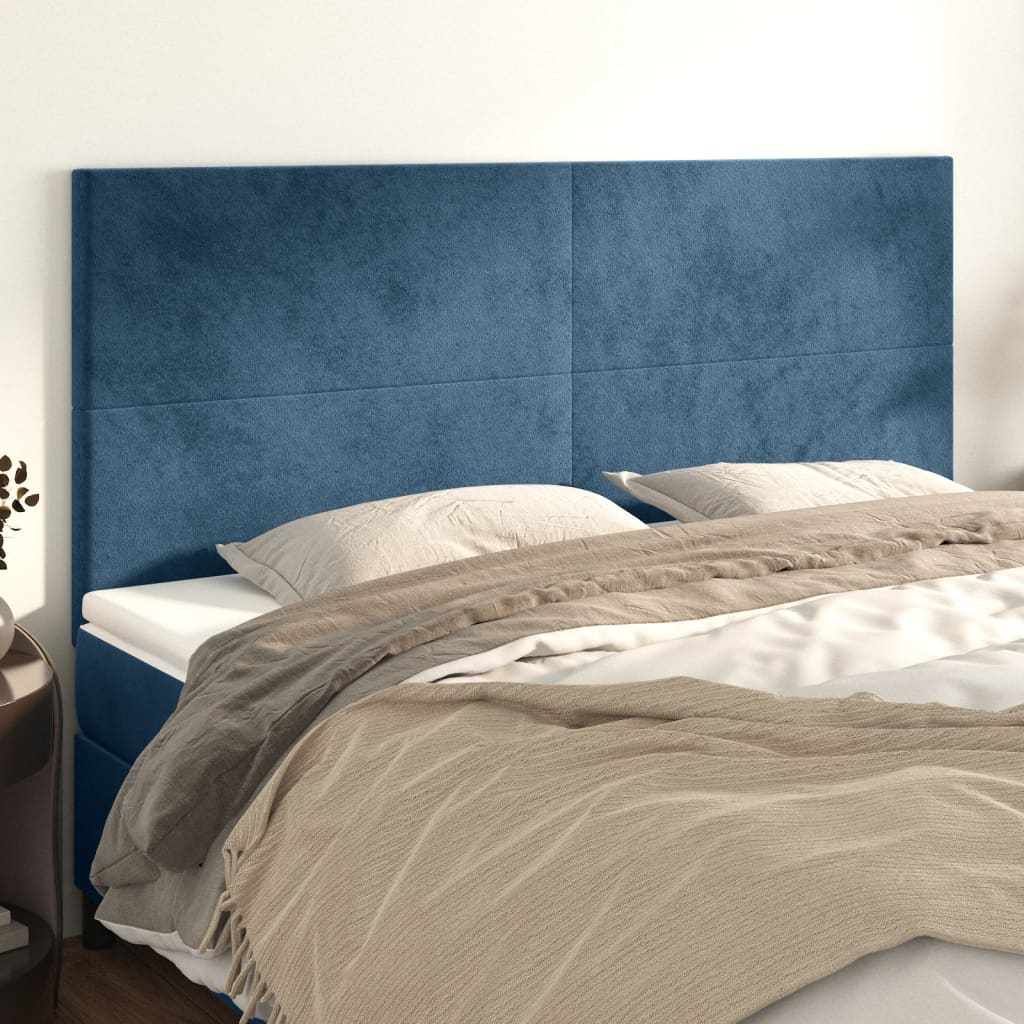 Čelo Postele Tmavě Modré 90X5X78/88 Cm Samet Tmavě Moddrá