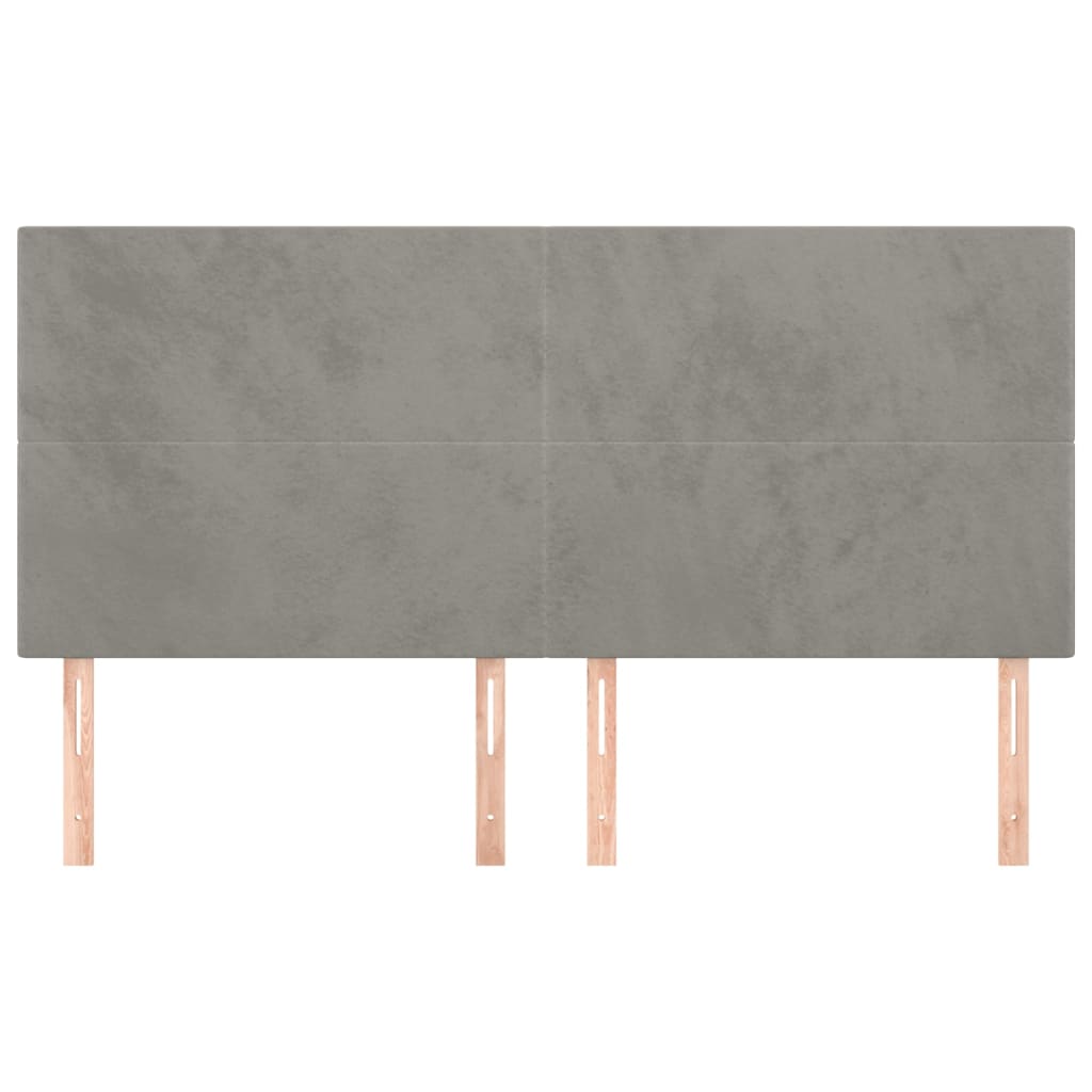 Čelo Postele 4 Ks Světle Šedé 100 X 5 X 78/88 Cm Samet Světle Šedá